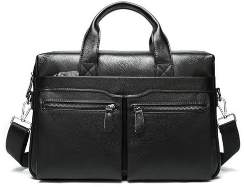 GZE-KODJFKPO Herren Leder Laptoptasche Tragbare Satchel Ledertasche Vintage Satchel Designer Schule Arbeitstaschen Business Handtasche Aktentasche for Männer Leder Messenger Bag(Black-B)