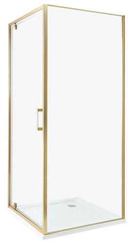 Cabina de ducha cuadrada de vidrio templado una puerta dorado 80 x 80 x 185 cm Darli