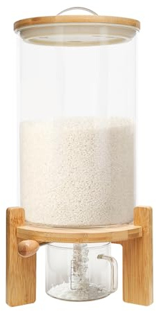 Garbenat 7.5L Müslispender, Glas Cerealienspender, Müsli Vorratsdosen mit Runder Sockel & Deckel 20x30cm Lebensmittelspender Vorratsbehälter Luftdicht für Aufbewahrung von Reis, Mehl, Nüssen