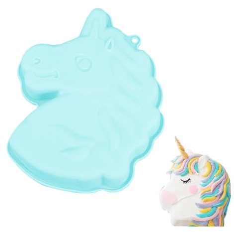 Smavles Moule en Silicone Licorne 3D pour Gâteau, Crème Glacée, Chocolat, Pain, Dessert (Vert Clair)
