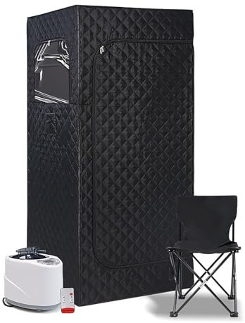 CFDZCP Home SPA Sauna Kit ，Portable Steam Sauna Box Indoor Sauna Relaxation With Steam Generator Remote Control And Folding Chair