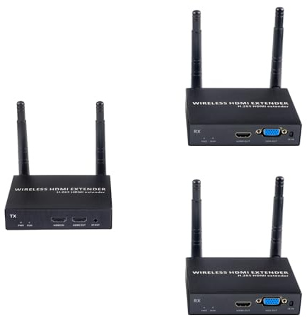 EXVIST Transmisor HDMI inalámbrico con 2 receptores y Salida VGA, 1080p a 60 fps, H.265, Alcance de hasta 200 Metros, transmisión Desde PC, portátil, PS4, HDTV o proyector.