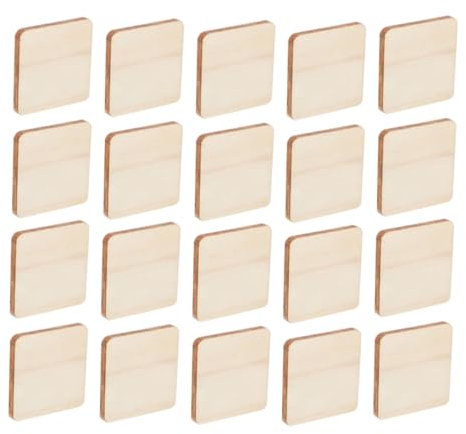 Angoily 100stücke Holzscheiben Quadratisch Aus Holz Unbemalte Holzstücke Zum Basteln Natürliche Holzquadrate Als Rohlinge Für Dekoration Und Malprojekte
