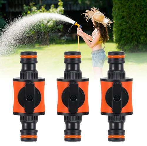 3 Pack for Hozelock Connectors Quick-Release in-line Shut-Off Valve for Garden Hose Pipe Connector Male to Male,Shut-Off Coupler