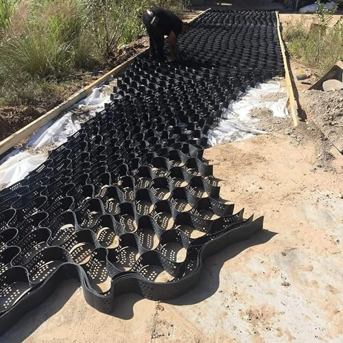 Caillebotis en plastique Géogrille de grille de sol en polyéthylène de stabilisateur de grille de mur de soutènement de jardin 2 pouces, grilles de boue de stabilisateur de gravier de sol Caillebotis