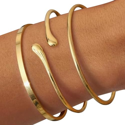 ZXTGBQ 3 Pièces Femme Bracelet, Bracelet Femme, Bracelet Femme Or, Réglable, Empilables Fantaisie Bracelets, Bijoux pour Femme, Bracelets pour Cadeaux d'Anniversaire