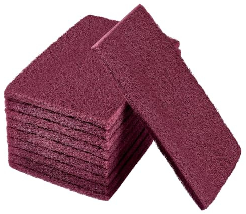 LEONTOOL 8 x 5 Maroon General Purpose Scuff Pads, 10 Pack Automotive Pads | Wet/Dry Reusable, for Scuffing, Scouring, Sanding, Paint Primer Prep Adhesion Scratch, Automotive Restoration, Handicraft