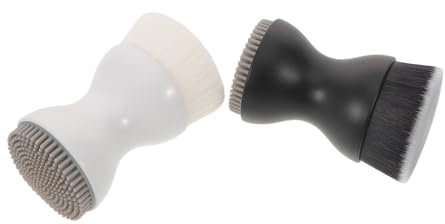 Veemoon 2pezzi Spazzola Detergente Manuale Doppia Testa Setole Morbide e Silicone per Pulizia Viso Scrubbere e Esfoliare Profondamente