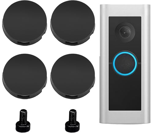 Doorbell Button Replacement, Doorbell Pro Pro2 Peephole Camera and Video Elite Buttons Replacement, Include 4 Pack Buttons and 2 Pack Screws, Repair Split Cracked Broken Button (Black)