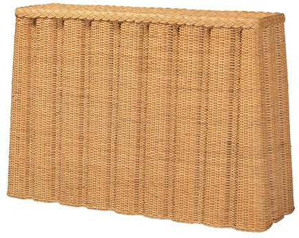 Bali & pari Andrea Natural Rattan Console Table - Handwoven Wicker Accent Table with Pleated Skirt, Boho Coastal Decor