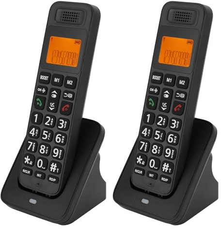 EMUKOEP Telefono Cordless DECT 6.0 con Ampio Display LCD Retroilluminato ID Chiamante Blocco Chiamate 10 Ore di Conversazione per Anziani Ufficio a Casa (#3)