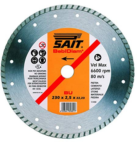 Sait Disco Diamantato 115 mm da taglio per smerigliatrice cemento mattoni 89800
