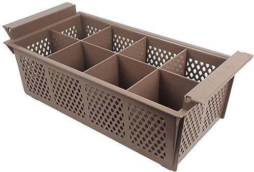 Cutlery Holder Plastic Basket Eight Compartment for Commercial Dishwasher BROWN