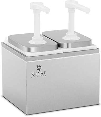Royal Catering RCDI-4L Saucenspender Pumpstation Pumpspender Senfspender Dosierspender 2 Pumpen 2 x 2 L