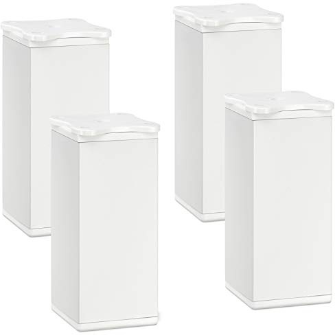 SOTECH 4 Stück Möbelfüße Quebec 100 mm 40 x 40 mm weiß | Schrankfüße aus Aluminium höhenverstellbar + 10 mm
