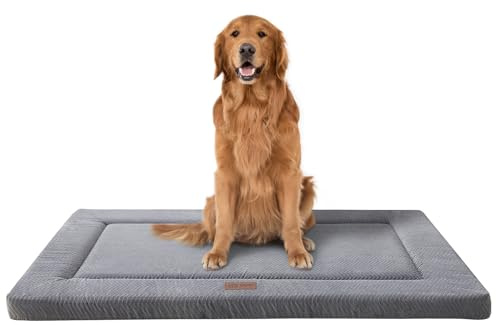 WESTERN HOME Dog Bed for Crate, Large Dog Crate Beds with Soft Wavy Plush Comfortable Anti-Slip Washable Pet Bed Mat for Dogs & Cats, Grey