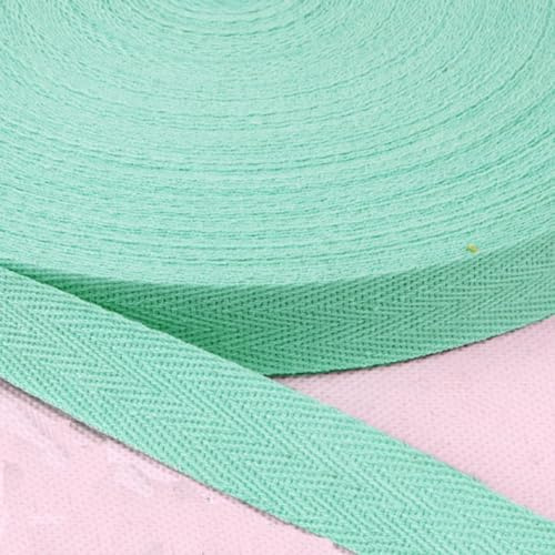 Baumwolle Schrägband,25 Yards x 20mm Einfassband Köperband Nahtband Baumwollband Textilband Fischgrätenband Köperband Wimpelband Twillband Webbing Band für Schneidern DIY-Nähen Basteln,Hellgrün
