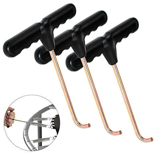 GIAK 3 Stück Federspanner Trampolin Werkzeug T-Haken Trampolin Ersatzteile | Metall Trampolin Werkzeug für Zelthering Zelt-Hering Abzieher für Jumping Trampolin Zugfedern