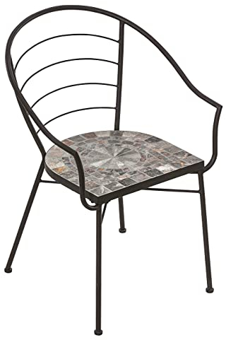 Dehner Gartenstuhl Grazia, mit Mosaik, 84 x 59 x 49 cm, Eisen/Stein, braun/grau