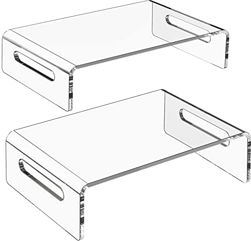 Zimilar 2 Pack Monitorständer Riser, Acryl Monitorständer für Computer, Laptop, Drucker, Notebook, Premium Klar Laptop Ständer Acryl Monitorerhöhung für Home Office, Monitorständer für 2 Monitore