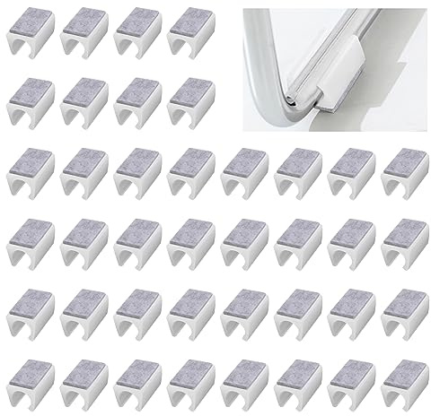 UFURMATE - 40 pezzi di protezioni per gambe di sedia in plastica da 13 mm con feltrini, protezioni per pavimenti a forma di U con punte rettangolari antiscivolo per gambe a slitta rotonde (bianco)