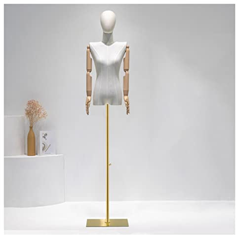 LVLDAWA Weibliche Schaufensterpuppe Torso, Body Display Model Mit Abnehmbarem Kopf, Gebrauchte Store Clothing Show Stand Home Decoration Kleidung Schule, Einstellbare Höhe (Farbe : Gold, Größe : One