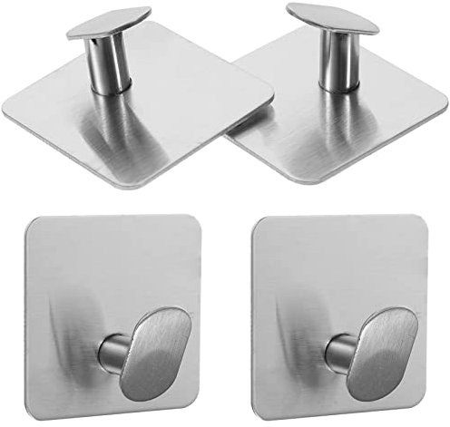 Alipis 4pcs Adhesive Wall Hooks for Bathroom Towel Holder Square Design Easy Install Sticky Hooks for Bathroom Wall