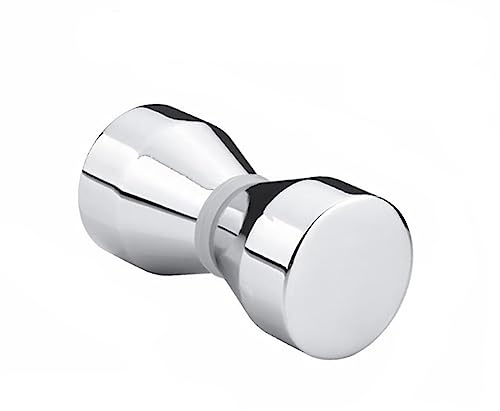 WUDQIJI Duschdörr dubbel knapp duschdörrknopp dörrknopp duschdörrhandtag runt dörrhandtag aluminiumlegering dörrhandtag för duschdörr glasdörrar skjutdörr 1 st (silver)