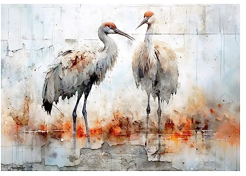 Papel Pintado Pájaros Grúa Muro de hormigón Antiguo Muro - Incluye Pegamento - Fotomurales Pared Tejido No Tejido Decorativos Murales Fotográfico XXL Moderno Decoración de Paredes (368x254 cm)