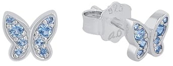 s.Oliver Ohrstecker 925 Sterling Silber Mädchen Kinder Ohrschmuck, mit Zirkonia synth, Schmetterling, Kommt in Schmuck Geschenk Box