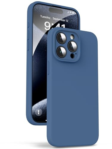 Supdeal Custodia in Silicone Liquido per iPhone 15 Pro, [Protezione Fotocamera] [Cover in Microfibra] [Protezione a 4 Strati], Case Ultrasottile e con Presa Comoda, 6,1 Pollice, Blu