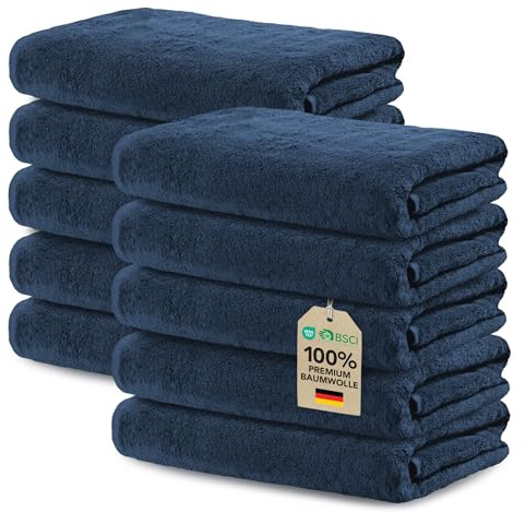 Ôhm Gästehandtuch Baumwolle 30x50 cm Marineblau 10er-Set