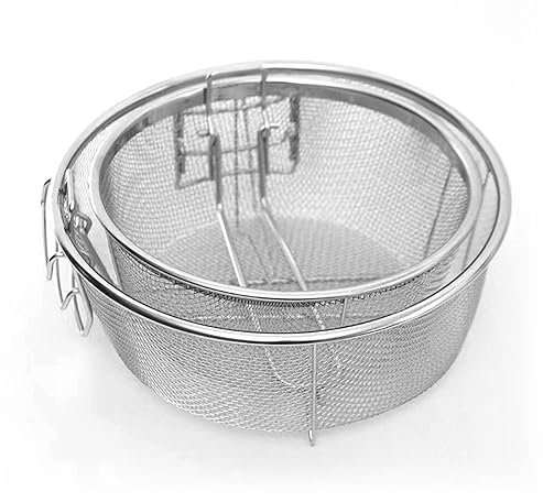 Passoires en maille en acier inoxydable - Panier à friteuse ronde profonde - Grillage métallique - Passoire à frites avec poignée - Passoire en fil métallique - Passoire à nourriture (couleur : noir)