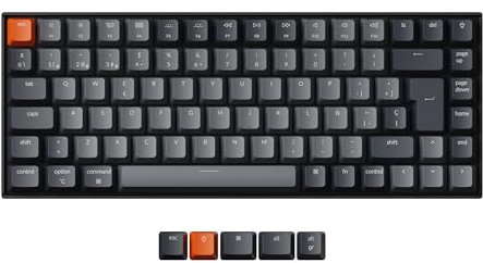 Keychron K2 75% diseño Teclado Mecánico Inalámbrico Bluetooth, Compacto Retroiluminación LED Blanca Teclado con Cable USB-C Recargable, Interruptores Marrón Gateron G Pro para Mac/Windows(ES Layout)