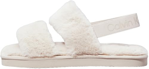 Calvin Klein Tongs Femme Home Velcro Fur en Fourrure Douillette, Multicolore (Triple Eggshell), 41