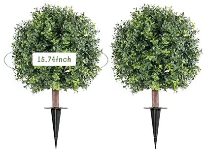 smfbegl H18 - W 12 Boxwood Cone Artificial UV Rated Cypress Topiary Soil Insertion w/Spike. Plant Looks Great in a Planter Anywhere. Indoor/Outdoor Decor 2 Pack