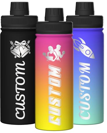 SJZUISL Bouteille d'eau isolée personnalisée, 500ml Bouteille de Sport en Acier Inoxydable avec Couvercle à Bec verseur, Cadeau pour Fils, Fille, Petit-Fils, Petite-Fille, Papa, Maman, Amis
