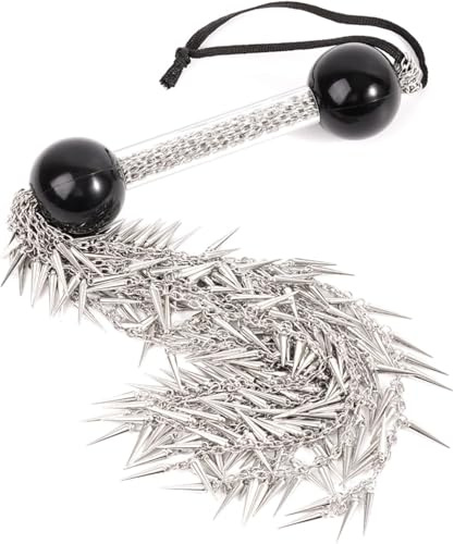 Peitsche Metall mit Kette, Flogger Reiten Erotische Perlen-Griff Spanking | Peitsche Erwachsene Spiel Bondage Prügelspielzeug Zubehör Sexspielzeug für Paare SM Rollenspiel