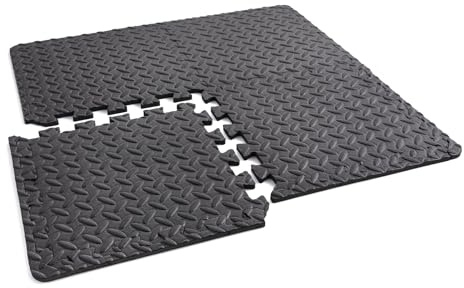 Phoenix Fitness Interlocking Floor Mats - 20 Non-Slip EVA Foam Flooring Tiles for Home, Gym, Garage, Kids Room & Exercise - Heavy-Duty Protective Floor Mat for Indoors & Outdoors - 30x30cm, Black