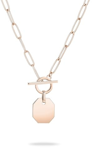 LIEBESKIND BERLIN Damen T-Bar Halskette & Ohrstecker – Kette und Ohrstecker aus Edelstahl mit und ohne farbliche Details in Silber, Gold, Roségold & Schwarz – Moderner Schmuck für jeden Tag