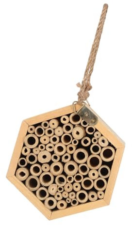 Kisangel Holz Bienenhaus Sechseckig Für Garten Hängend Insektenhaus Als Lebensraum Für Bienen Schmetterlinge Vogelfutterhaus Aus Holz Mehrzweck-insektenhaus Hängendes Insektennest