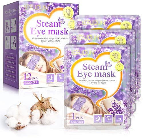 12 Confezioni Maschera per Occhi a Vapore Maschera per Occhi Riscaldante Autoriscaldante Maschera per Dormire Alla Lavanda Mascheraper Occhi Riscaldante per Occhi Secchi Affaticamento