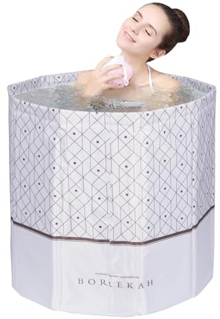 Bañera Plegable Portátil Gris 65x65x70cm - Bañera Ducha para Adultos en Interiores y Exteriores - Sin Instalación