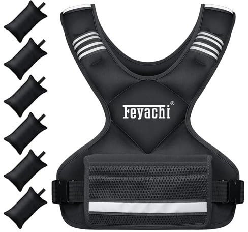Feyachi Weighted Vest 12lbs - X Type Weight Vest with Reflective Stripe for Men and Women Ideal for Running Workout and Training