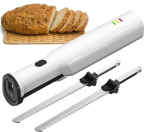 Cuchillo para Trinchar Eléctrico, Cuchillo Eléctrico Inalámbrico Ergonómico con Gatillo De Bloqueo De Seguridad, Tallar Carnes De Manera Eficiente, para Tallar Carnes, Aves, Pan
