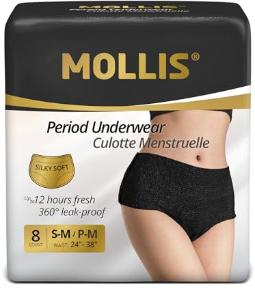 MOLLIS Disposable Period Pants Heavy Flow, Postpartum Underwear S/M 8 Ct