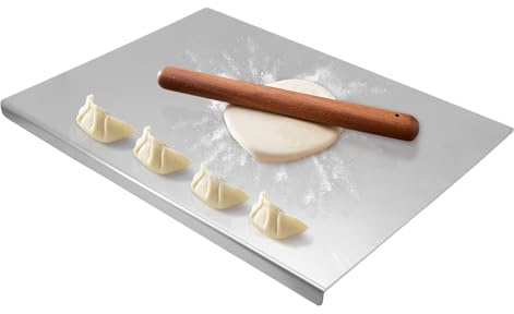 MoYouno 304 Stainless Steel Cutting Chopping Board,Cutting Boards, Baking Board, Heavy Cutting Board for Kitchen,for Kneading Rolling Bread Dough Meat Vegetables (40 * 30CM)