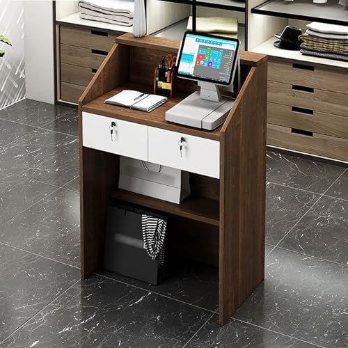 Kleine moderne Empfangstheke mit abschließbarer Tastaturschublade ideal für kleine Räume Kassenzähler für den Verkauf Kompakte Bartheke mit Aufsatz (B 23,6x1)