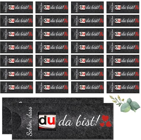 DIKARIYA 30er Schön DASS Du Da Bist Schokolade Geschenke Grau Hülle Filz | Schokoladen Verpackung Schokoriegel Geschenkbox für Gastgeschenke Konfirmation Hochzeit Kommunion Geburtstag Ohne Schokolade