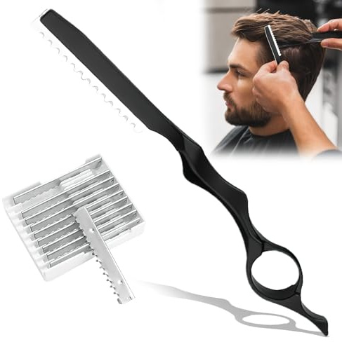 Haarrasierer zum Schneiden von Haaren, 11 Stück H Air Styling Rasierer Effilierkamm | Haarstrukturierer, Rasierkamm mit Ersatz-Rasierern aus Edelstahl für den Salon-Heimgebrauch, Schwarz